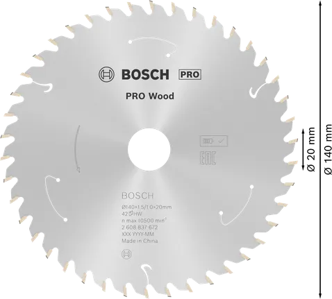 Пильный диск Bosch PRO Wood для аккумуляторной циркулярной пилы, 140 мм, тип T42.