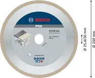 Алмазный диск Bosch PRO Ceramic 250 мм для резки плитки.