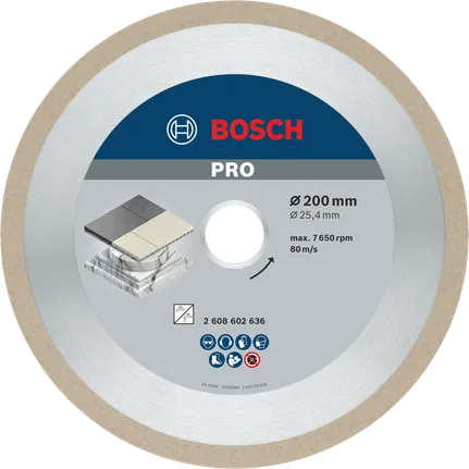 Алмазный диск Bosch PRO Ceramic 200 мм для резки плитки.