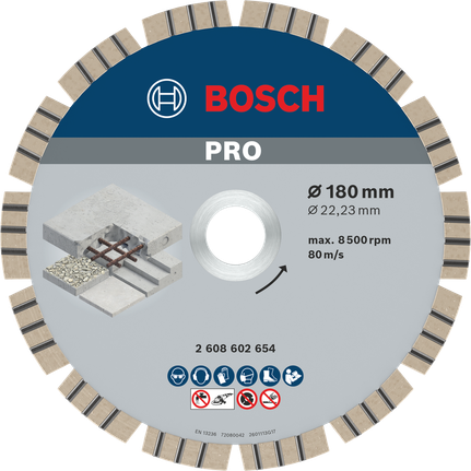 Алмазный диск Bosch PRO Concrete 180 мм для резки бетона.