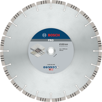 Алмазный диск Bosch PRO Concrete 400 мм для резки бетона.