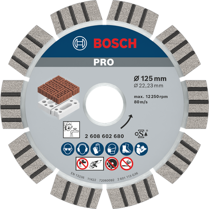 Абразивный алмазный диск Bosch PRO 125 мм для резки кирпича.