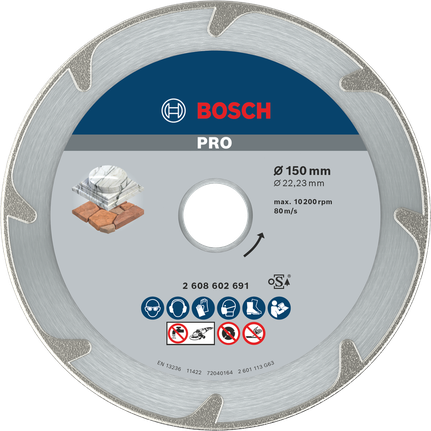 Алмазный диск Bosch PRO Marble для резки камня, 150 мм.