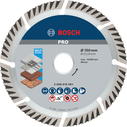 Алмазный диск Bosch PRO Multi Material 150 мм для резки.