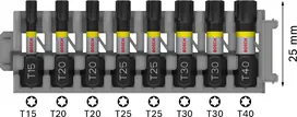 Набор бит Bosch PRO Torx Impact T15–T40, 8 шт., 25 мм.