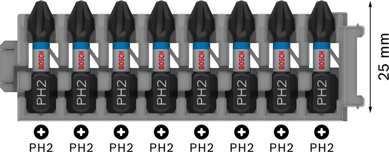 Бита Bosch PRO Phillips Impact PH2 25 мм, 8 шт.