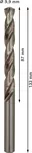 Сверло Bosch PRO Metal HSS-G 9,9 мм с указанием размеров.
