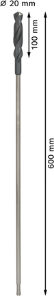 Сверло Bosch PRO Wood HSS для монтажа, 20 x 600 мм.