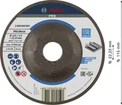 Отрезной диск Bosch PRO с металлическим креплением, 115x2,5x22,23 мм.