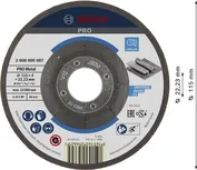 Шлифовальный диск Bosch PRO с металлическим связующим, 115 x 4 мм.