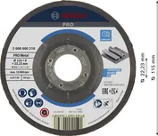 Шлифовальный диск Bosch PRO с металлическим связующим, 115x6x22,23 мм.