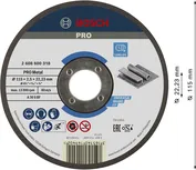 Отрезной диск Bosch PRO с металлическим покрытием, 115 x 2,5 x 22,23 мм.