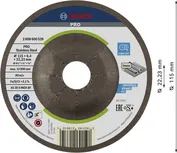 Шлифовальный диск Bosch PRO из нержавеющей стали, 115 x 6 x 22,23 мм.