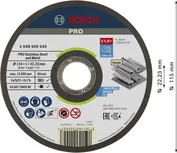 Диск для резки нержавеющей стали и металла Bosch PRO, 115 мм.
