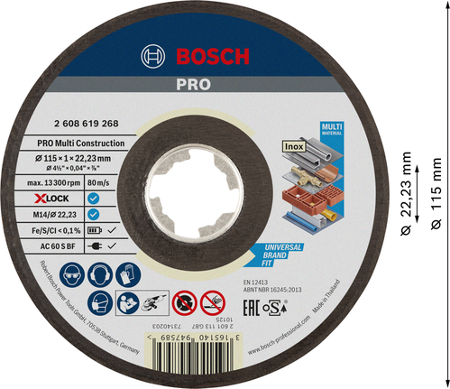 Отрезной диск Bosch PRO Multi Material X-Lock 115 мм.