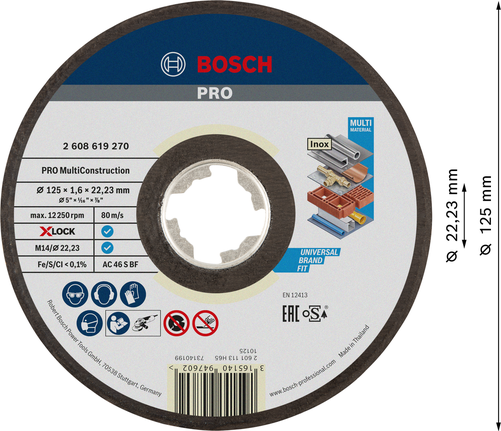 Отрезной диск Bosch PRO Multi Material X-Lock 125 мм.