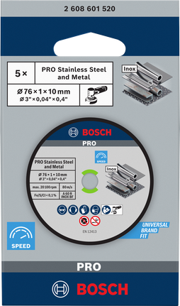 Диск для резки нержавеющей стали и металла Bosch PRO 76x1x10 мм.