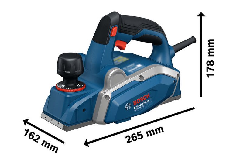 Рубанок Bosch GHO 16-82, компактный инструмент для резки древесины.