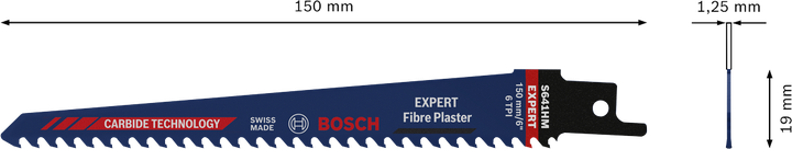 Полотно для сабельной пилы Bosch EXPERT Fiber Plaster S 641 HM.