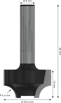 Фреза Bosch PRO Ovolo R 6,3 мм, хвостовик 8 мм.