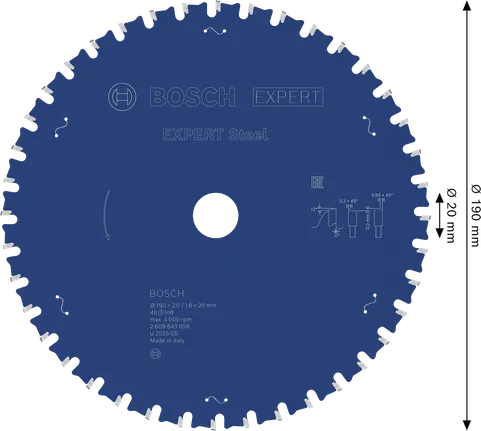 Стальной пильный диск Bosch EXPERT, 190 мм T40.