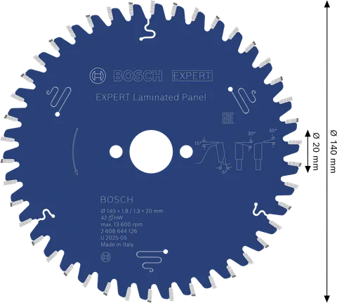Пильный диск Bosch EXPERT для ламинированных панелей, 140 мм, 42 зуба.