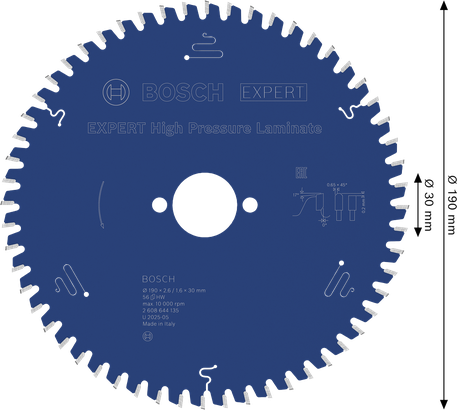 Пильный диск Bosch EXPERT для ламината высокого давления диаметром 190 мм.