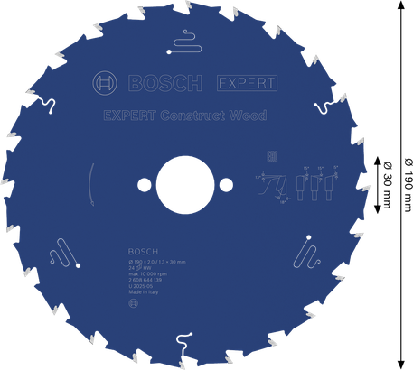 Пильный диск Bosch EXPERT Construct Wood, 190 мм, 24 зубца.