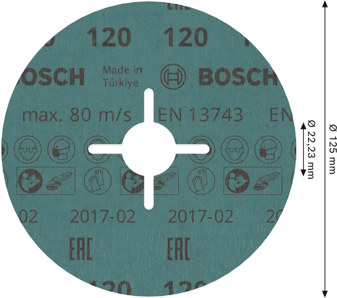 Диск Bosch PRO R780 из фиброцемента, зернистость 120, 125 мм.