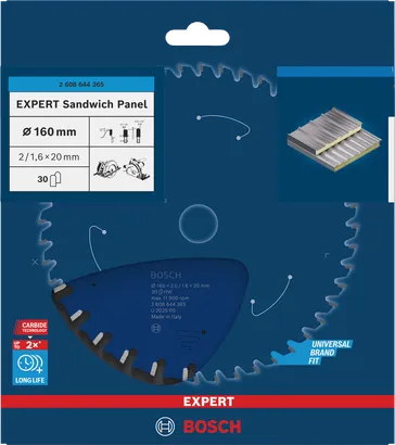 Пильный диск для сэндвич-панелей Bosch EXPERT 160×2/1,6×20 мм T30.
