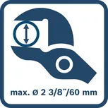 Максимальная вместимость 2 3/8 дюйма (60 мм).