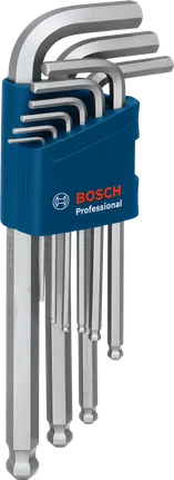 Набор шестигранных ключей Bosch S2 из 9 предметов в синем держателе.