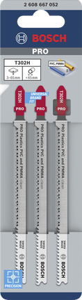 Набор пильных полотен для лобзика Bosch PRO Plastics PVC и PMMA T302H.