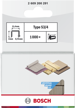 Скобы Bosch Fine Wire Staples Type 53/4 для ткани, дерева и картона.