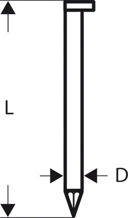 Гвоздь Bosch с D-образной шляпкой, без пазов, прямая конструкция.