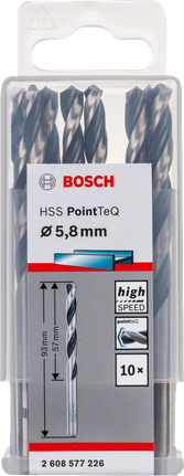 مجموعة رؤوس مثقاب Bosch HSS PointTeQ عالية السرعة 5.8 مم.