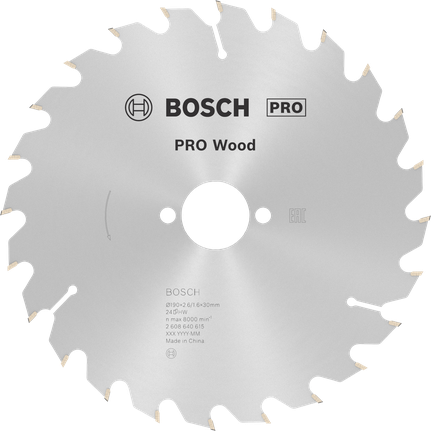 شفرة المنشار الدائري Bosch PRO Wood، 190 مم T24.