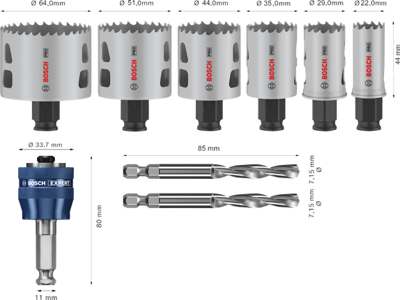 مجموعة منشار ثقب Bosch PRO متعدد المواد PC Plus، 9 قطع.