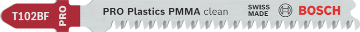 شفرة المنشار الكهربائي Bosch T102BF لقطع البلاستيك PMMA بشكل نظيف.