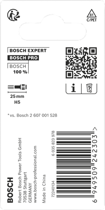 بت تأثير سداسي Bosch برو H5 25 مم، قطعتان.