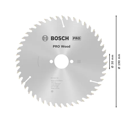 شفرة المنشار الدائري Bosch PRO Wood مقاس 190 مم T48.