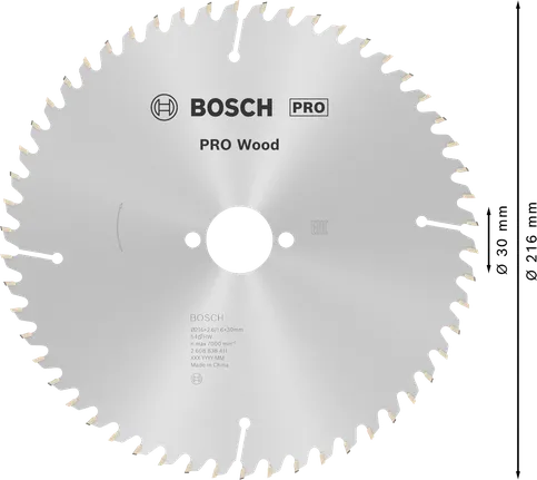 شفرة المنشار الدائرية Bosch PRO Wood مقاس 216 مم T54.