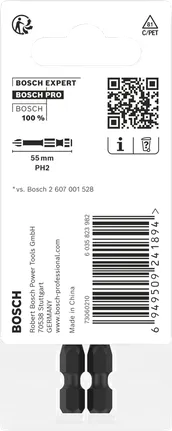 رؤوس مثقاب فيليبس PH2 مقاس 55 مم من Bosch ، قطعتان.