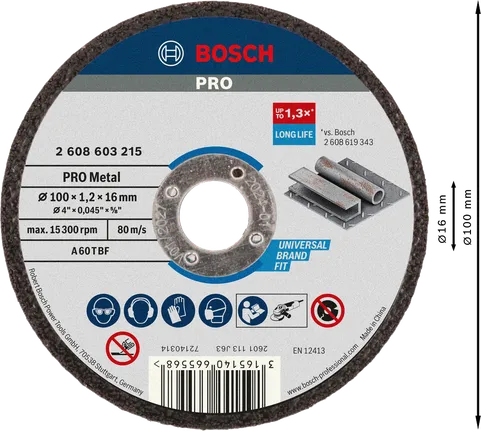 قرص قطع معدني ملتصق من Bosch برو 100 × 1.2 × 16 مم.