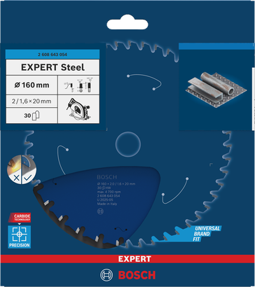 شفرة المنشار الدائرية Bosch EXPERT المصنوعة من الفولاذ 160×2/1.6×20 مم T30.