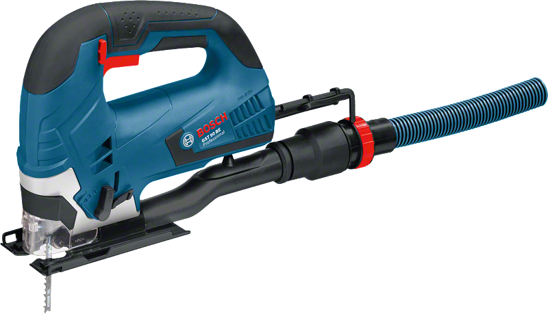 منشار بانوراما Bosch GST 90 BE مع ملحق شفط الغبار.