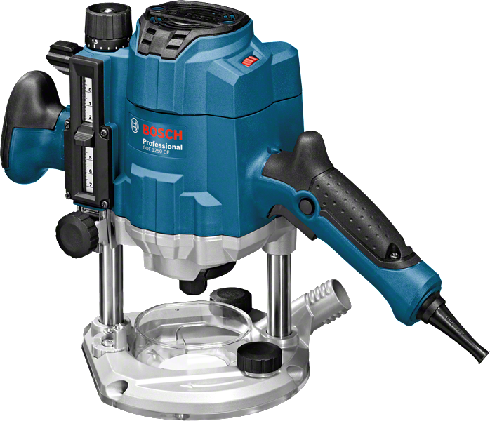 Bosch GOF 1250 CE router with ergonomic handles.