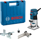 Bosch GKF 600 palm router kit with case and accessories.
