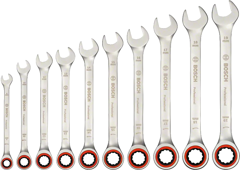 Bosch Ratchet Spanner Set 10 pc, metric sizes.