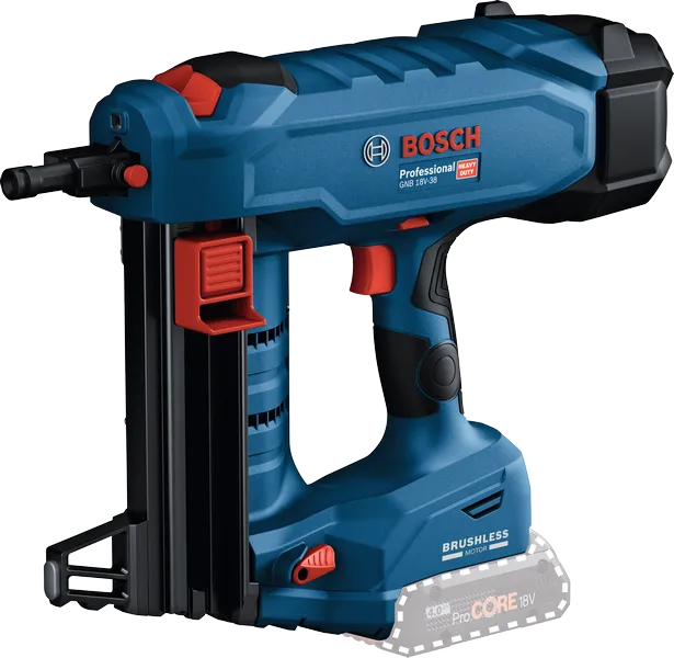 Bosch GNB 18V-38 cordless nailer with ProCORE battery.